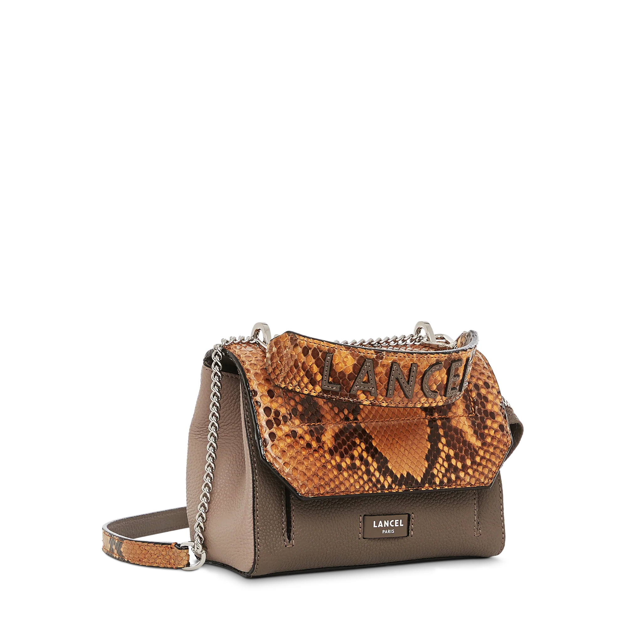 Sac rabat avec poignée  Ninon de Lancel-Miel/Fumée/Lin