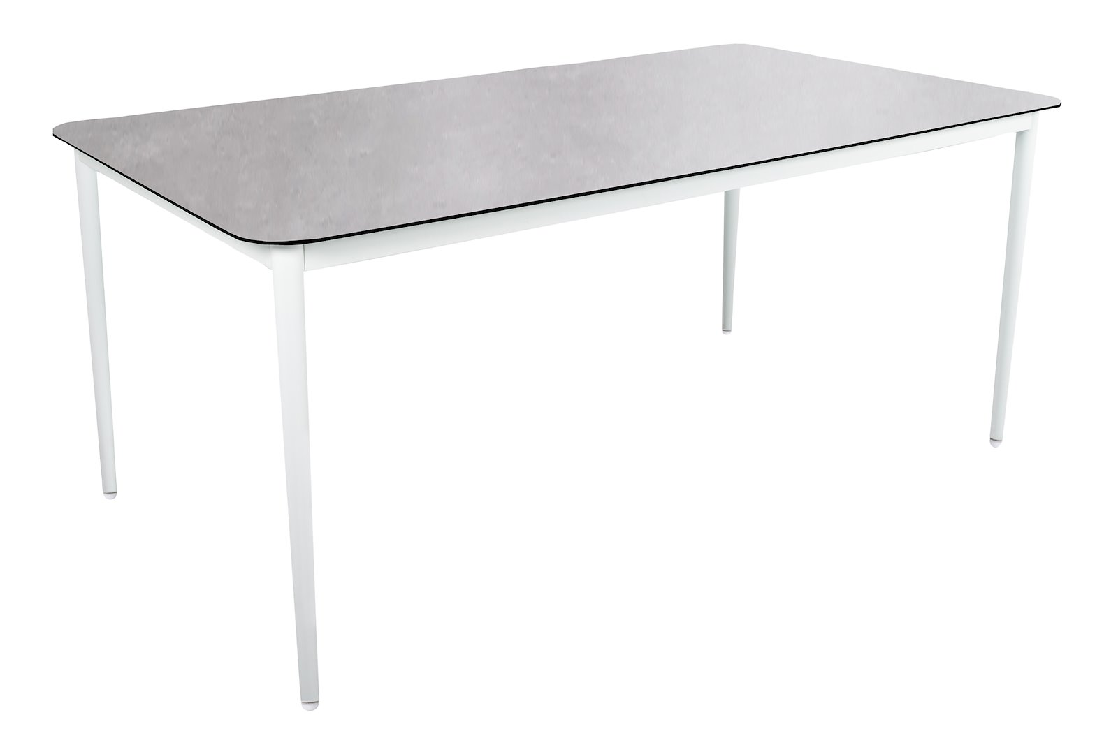 Verona hagespisebord Betongfarget herdet glassplate med hvitlakkert aluminium understell. 180x100 cm
