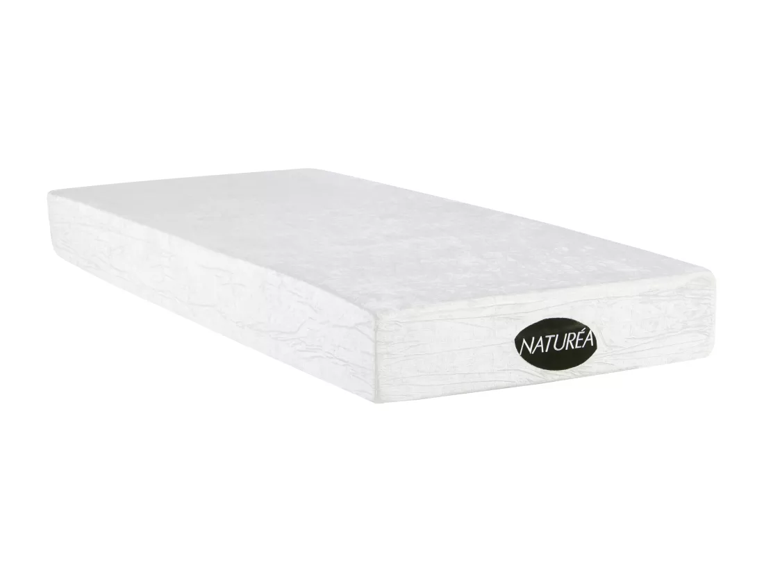 Lit électrique de relaxation tout plots + matelas mémoire de forme et bambou - 2 x 80 x 200 cm - Blanc - LYSIS III de NATUREA