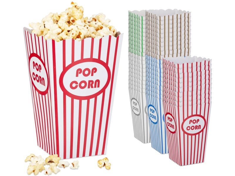 relaxdays Fingerfood-Schale 5 Farben 50 Stück Popcorntüten
