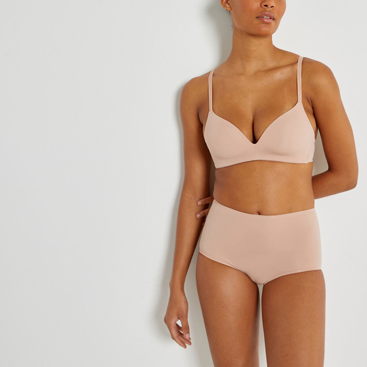 COLEÇÃO LA REDOUTE<br>Conjunto de 2 calcinhas de microfibra de cintura alta - Invisíveis