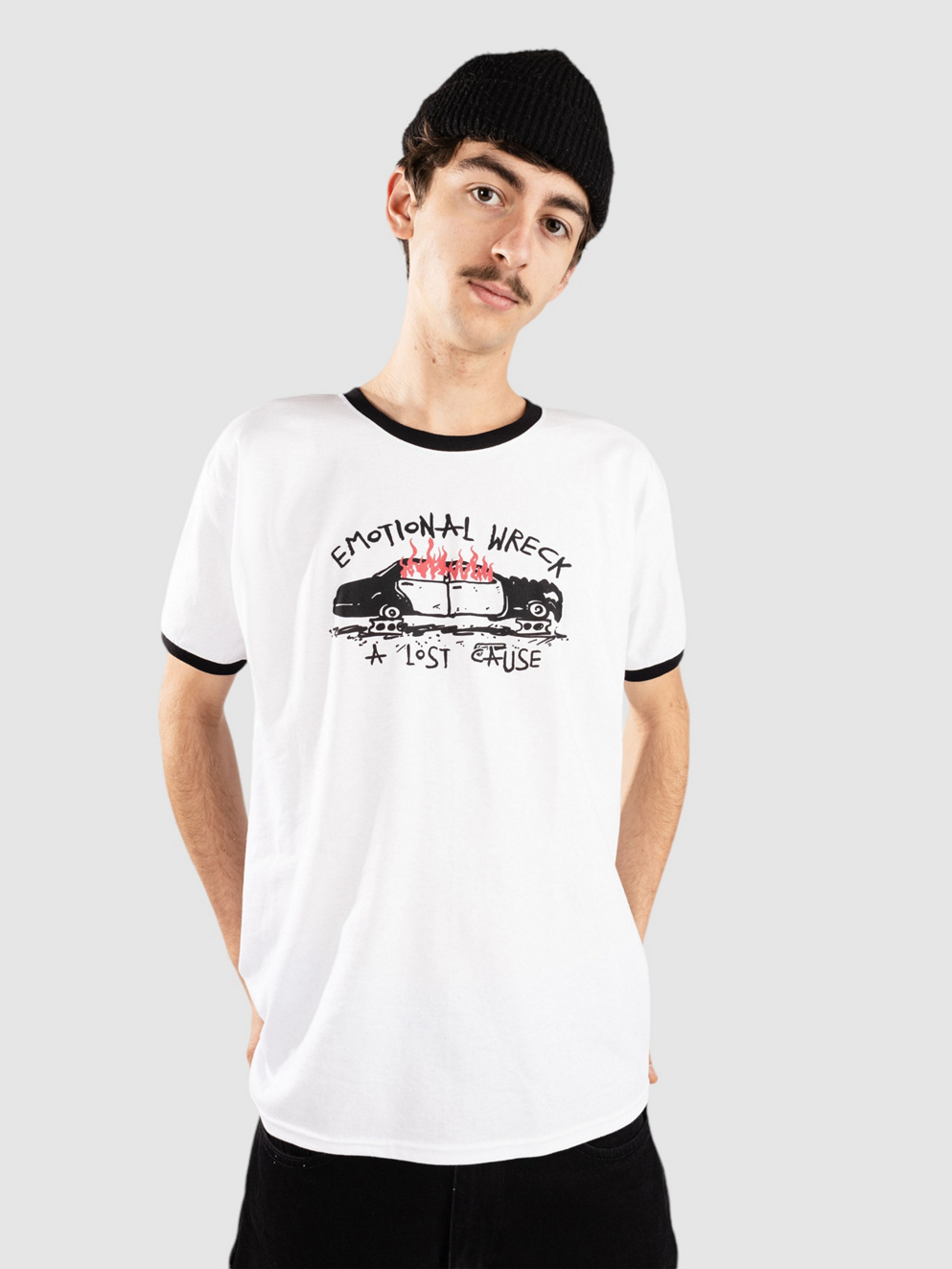 A Lost Cause Emotional Wreck Ringer T-Shirt white