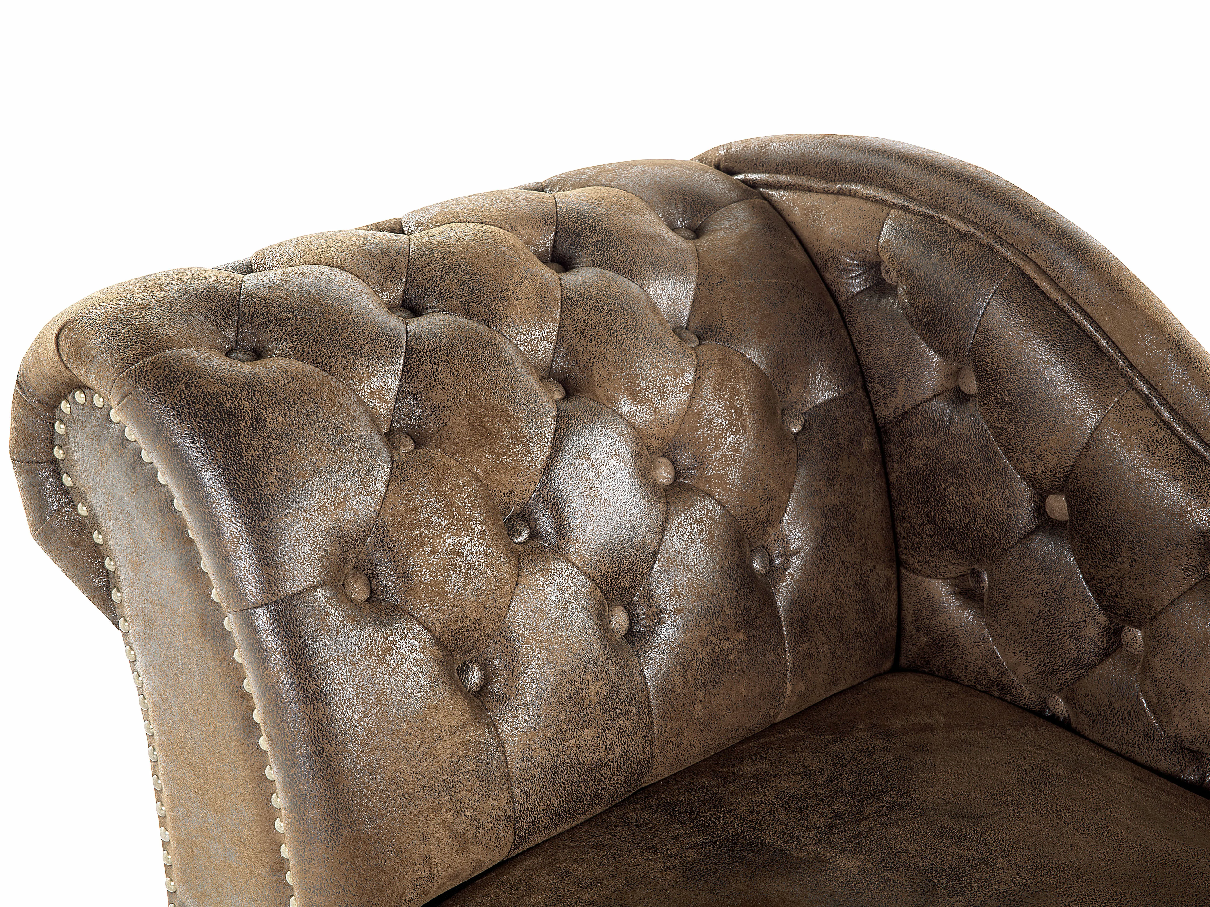 Linkszijdige chaise longue NIMES Kunstsuède Donkerbruin