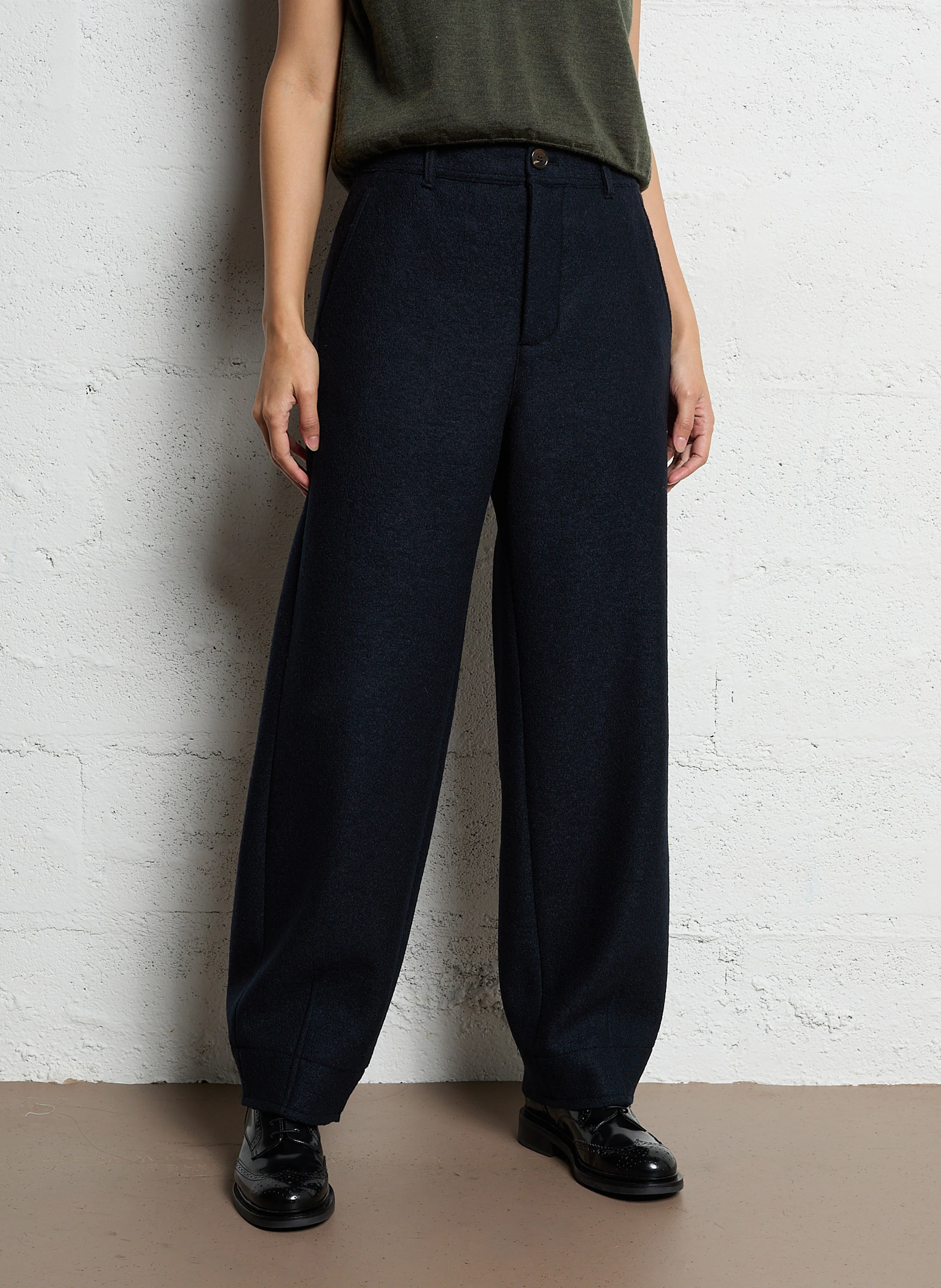 BAYONNE - Pantalon large en laine | Bleu