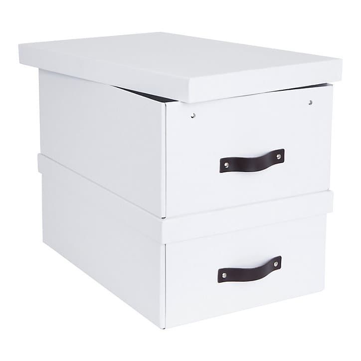 Lot de 2 boîtes de rangement rectangulaires avec couvercle coloris blanc