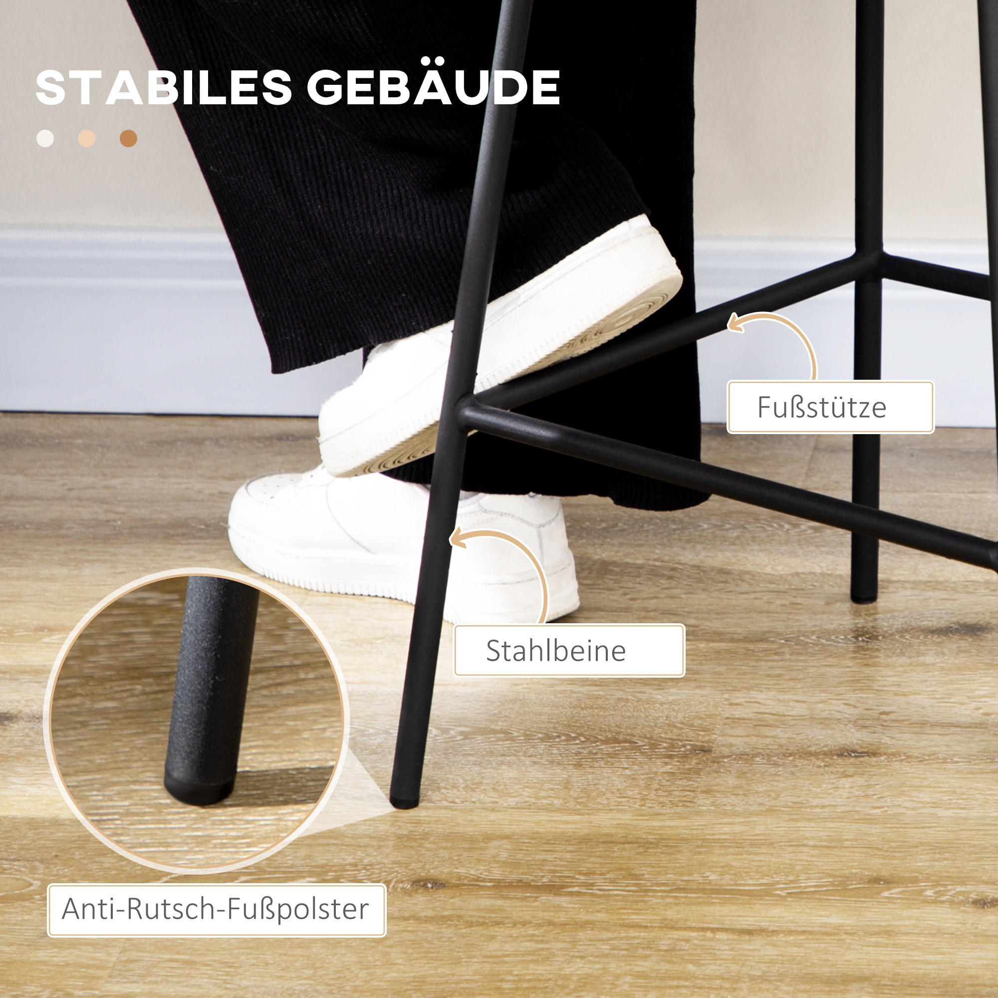 HOMCOM Barhocker mit Rückenlehne schwarz, natur 42,5L x 52B x 102H cm