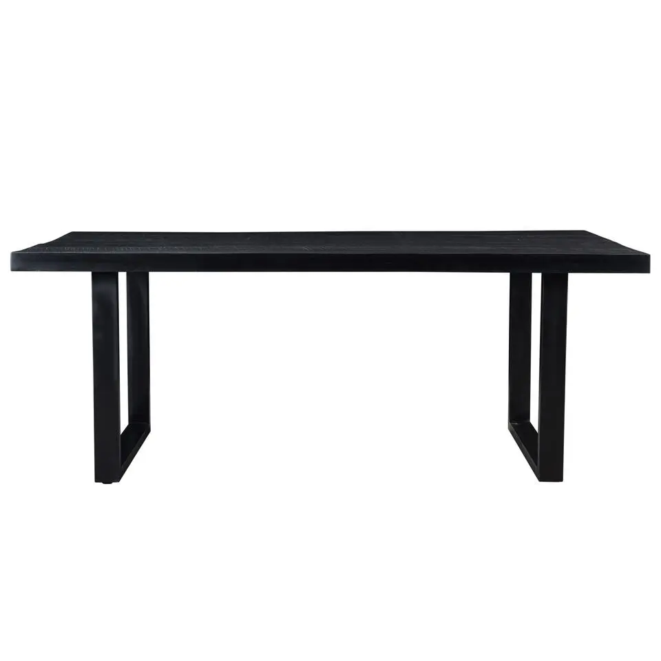 Livingfurn - Eetkamertafel Kala - U-Poten - Mangohout - 200 cm - Zwart