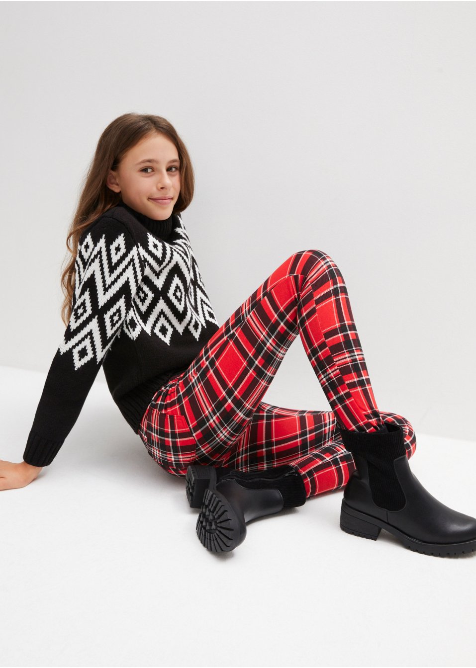 Legging thermo fille à carreaux