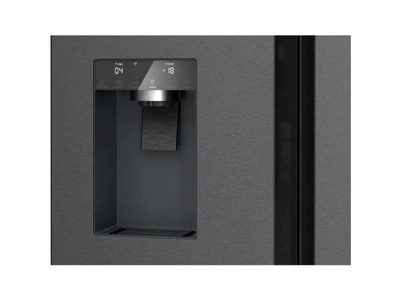 Bosch Serie | 6 KFI96AXEA - Køleskab/fryser - frans dør-bundfryser med vanddispenser, isdispenser - bredde: 90.5 cm - dybde: 73.1 cm - højde: 183 cm - 574 liter - Klasse E - børstet sort stål