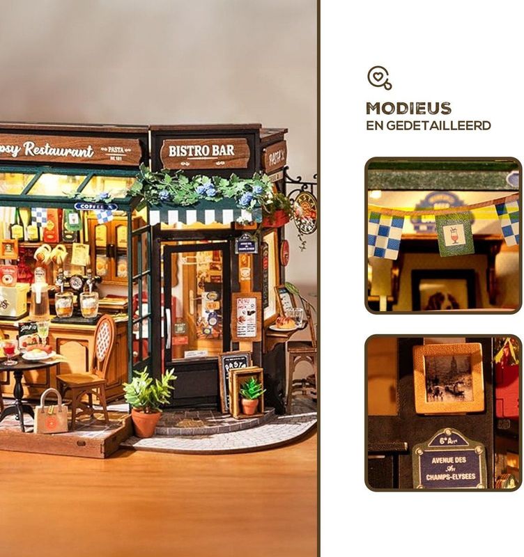 Robotime Rolife Tipsy Restaurant - DG167 - Rolife - DIY Miniatuur - Knutselen - Miniatuurhuisje