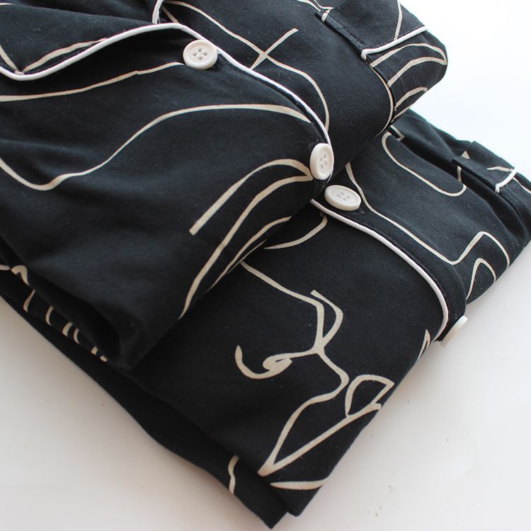 Dogini - Bijpassende pyjamaset voor koppels: top met lange mouwen en print + broek