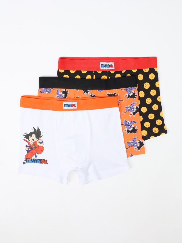 Pacote com 3 cuecas estampadas de Dragon Ball - Cores Variadas