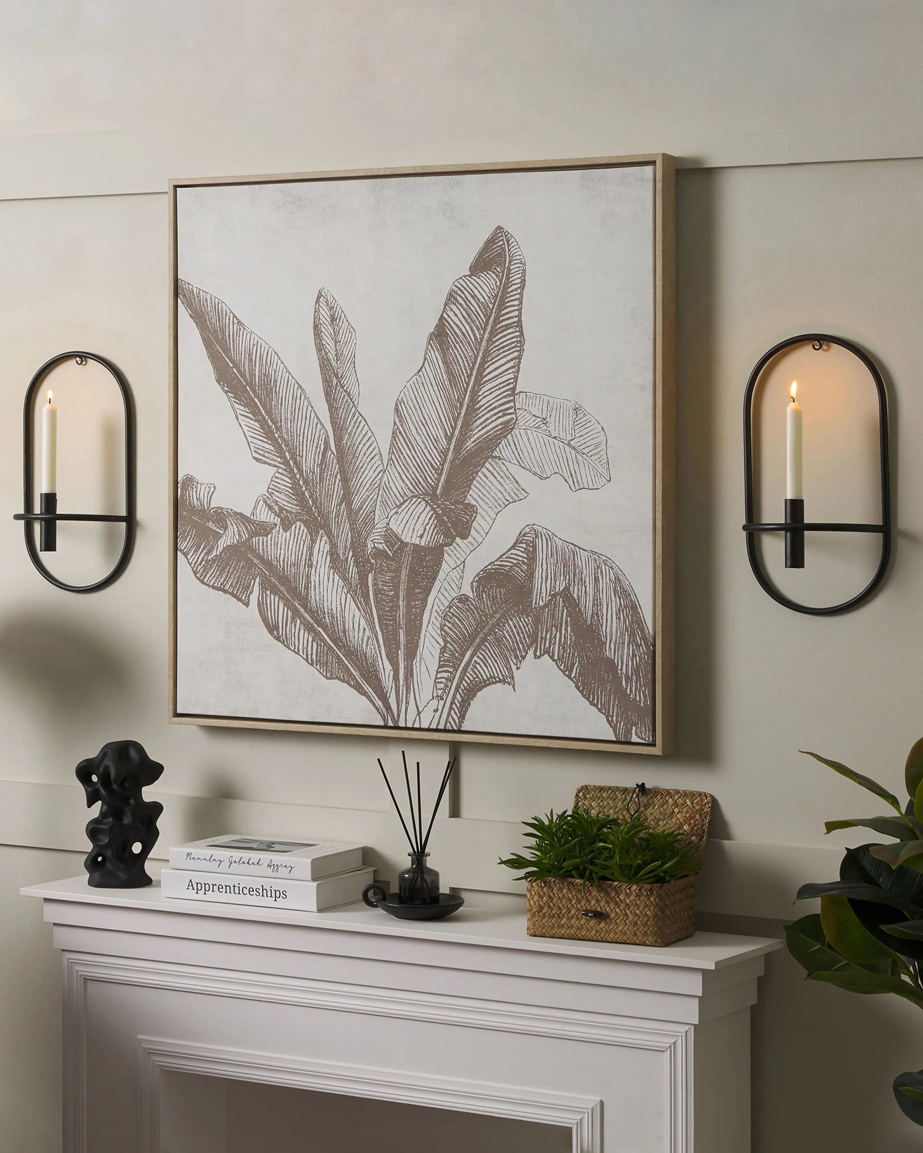 Set van 2 wandkandelaars CAVIANA Metaal 38 cm Zwart