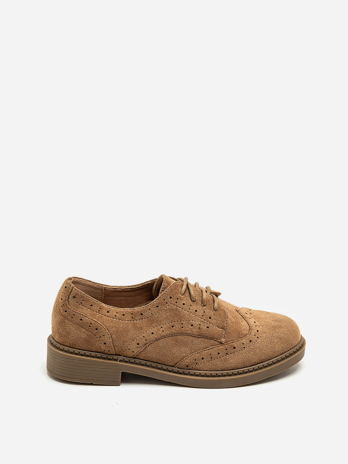 Derbies à détails ajourés- Camel
