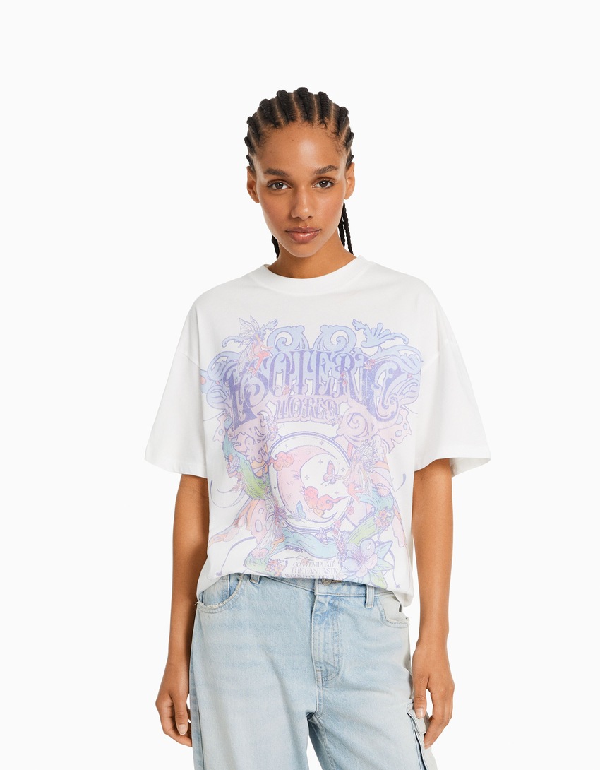 Camiseta de manga curta com estampa