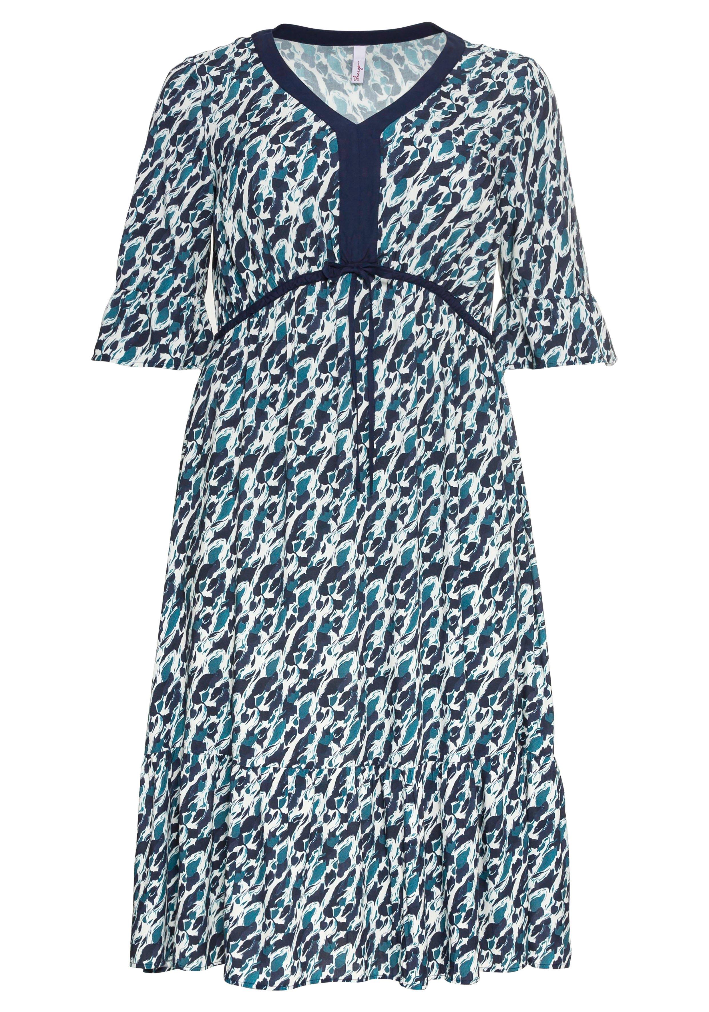 Kleid mit Alloverprint und Volantärmeln