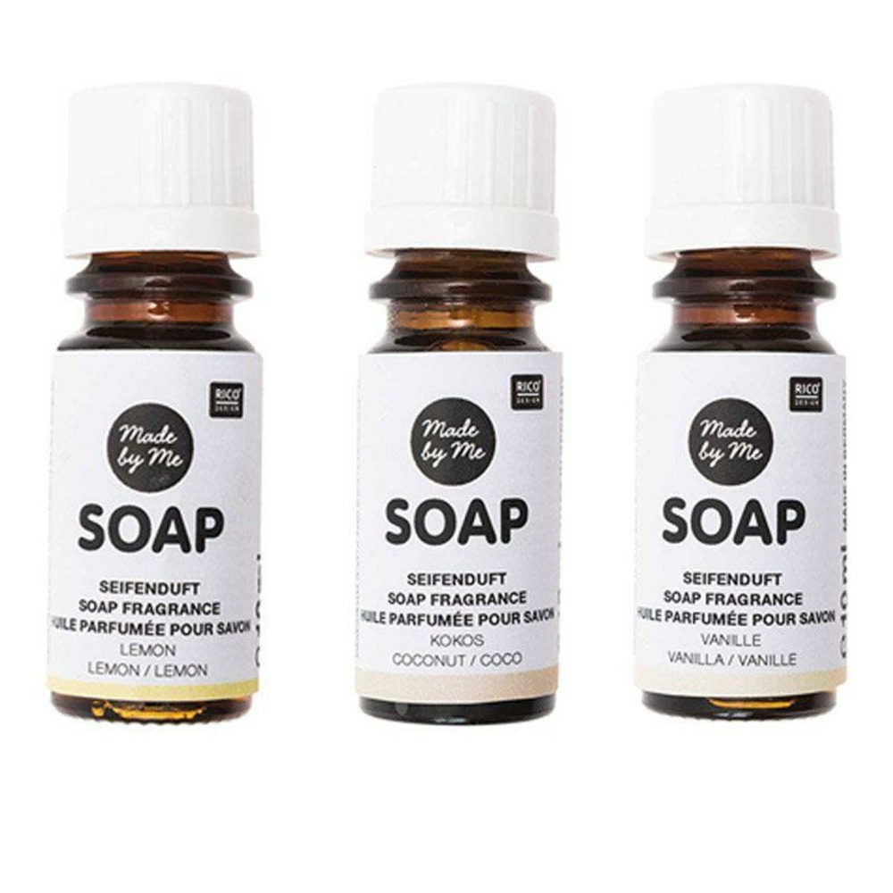 3 huiles parfumées 10 ml pour savon - citron, noix de coco, vanille