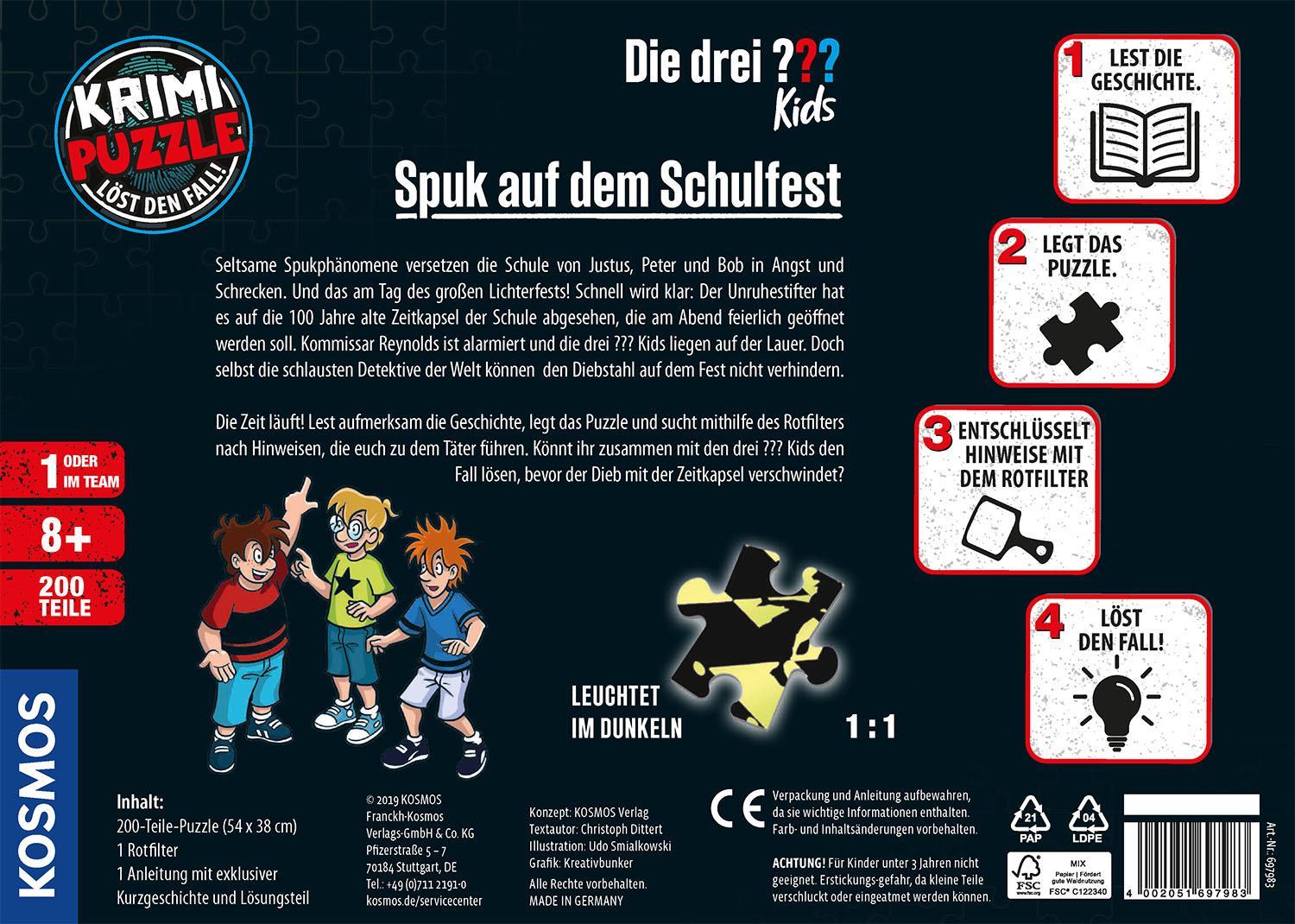 Krimi-Puzzle: Die drei Kids - Spuk auf dem Schulfest 200-teilig