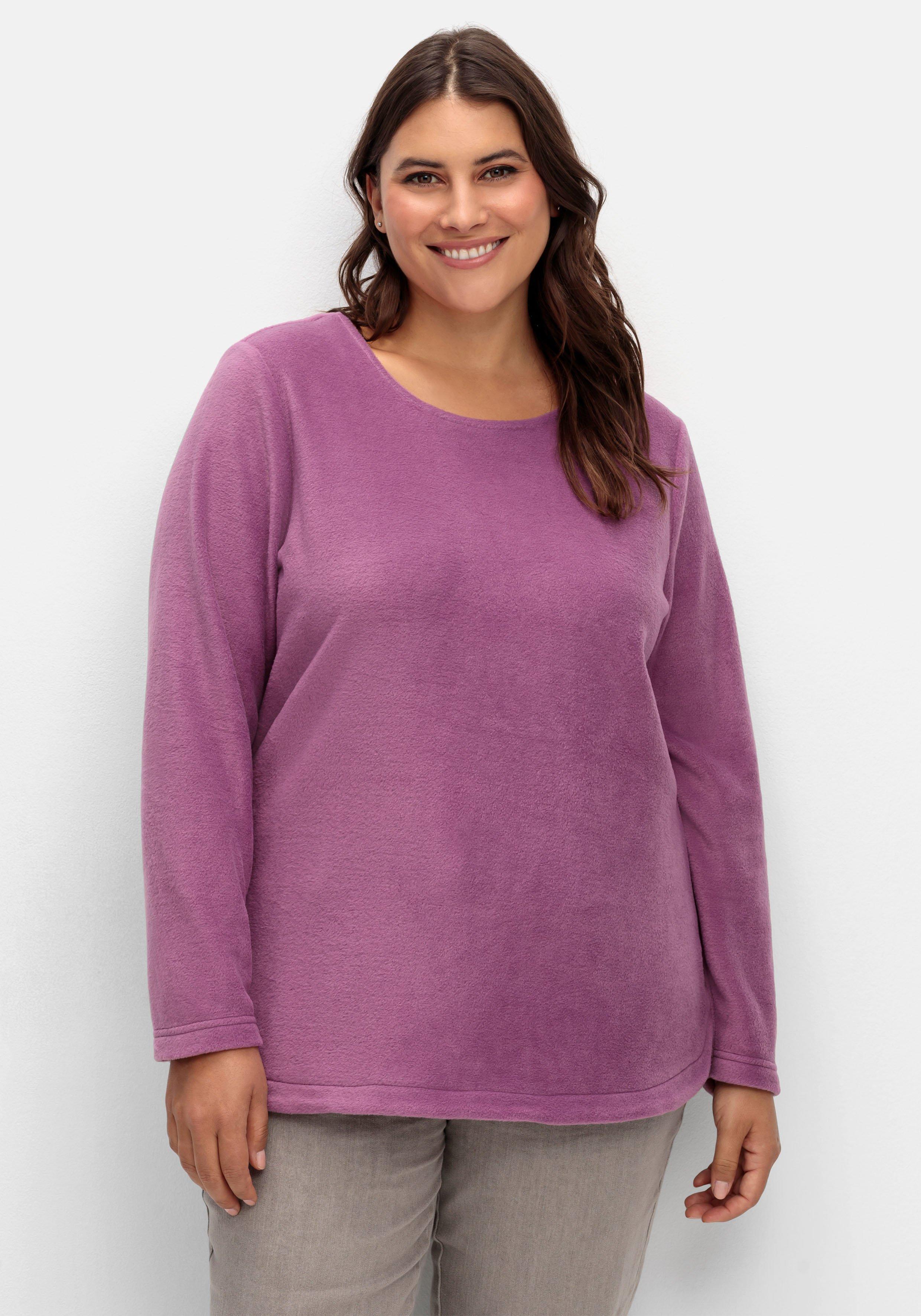Fleeceshirt mit abgerundetem Saum