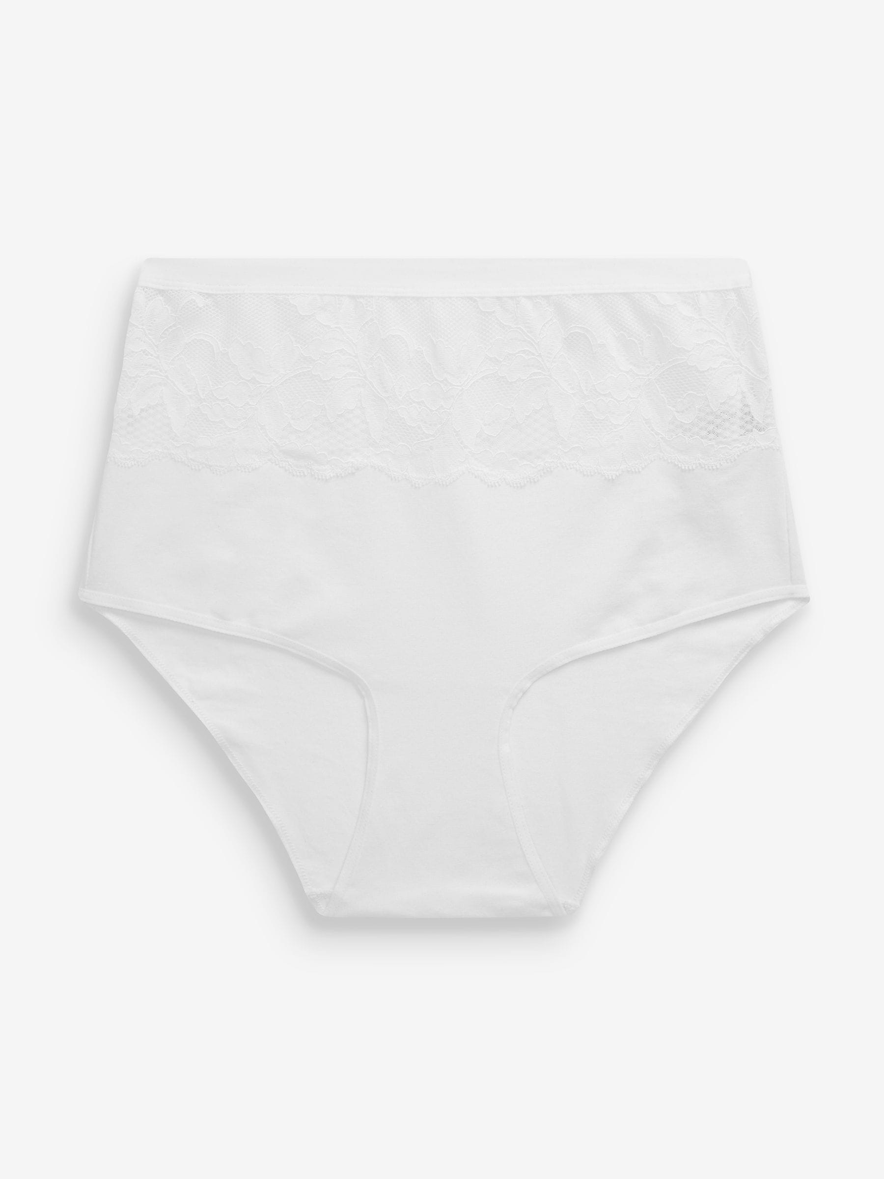 Zwart/wit - 2 Vormgevende katoenen slipjes met buikcorrectie en hoge taille