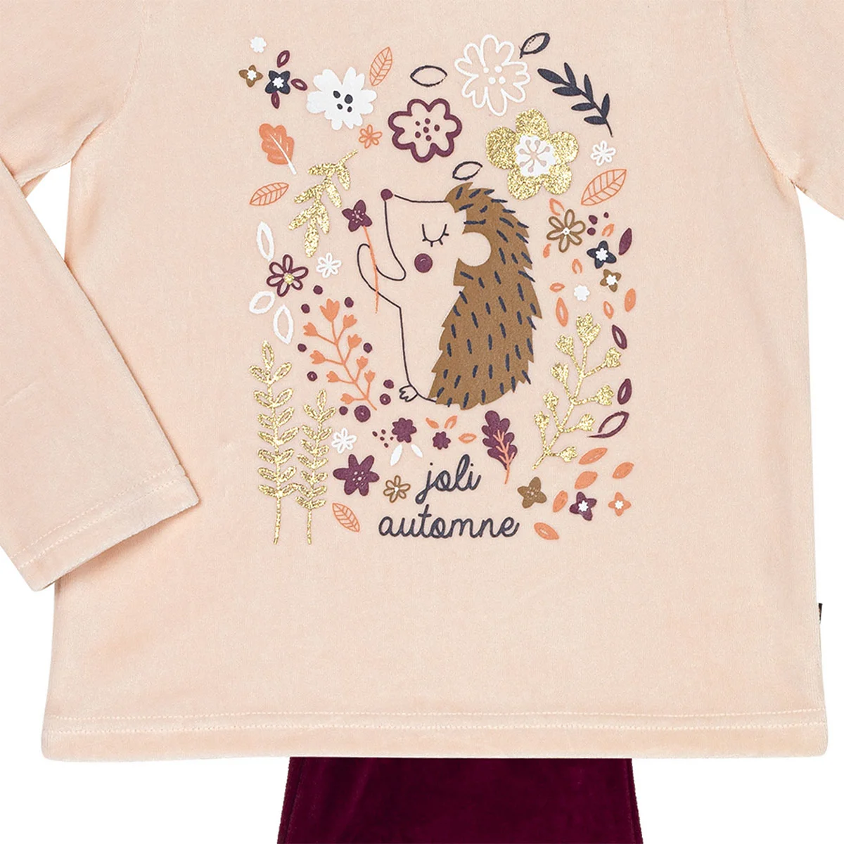 Pyjama fille HERISSON nude/bordeaux