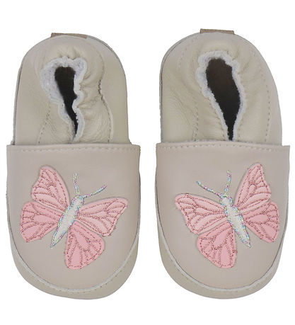 Melton Leder-Krabbelschuhe - Schmetterling - Oxford Tan