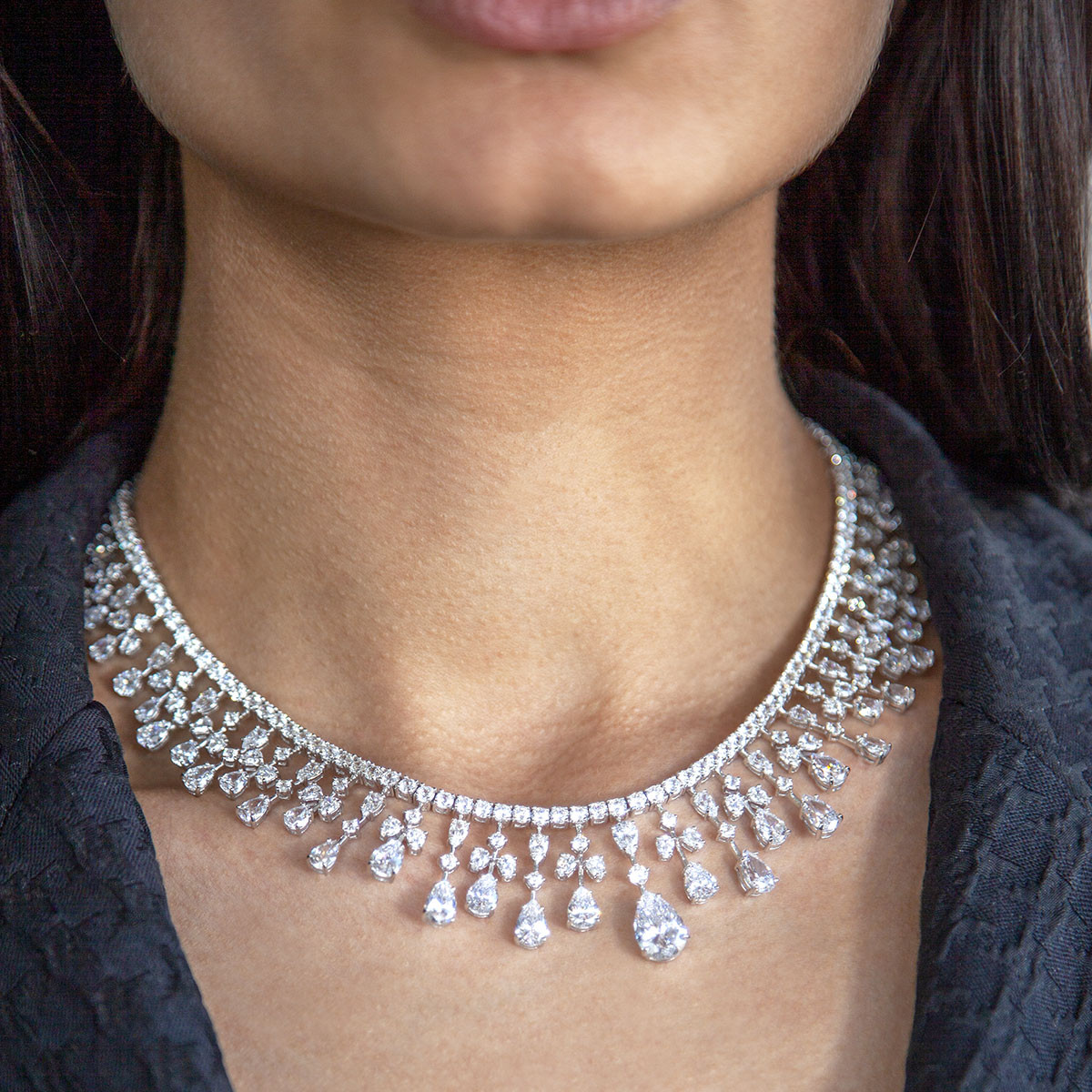 Collier argent 925 zirconias 41 cm