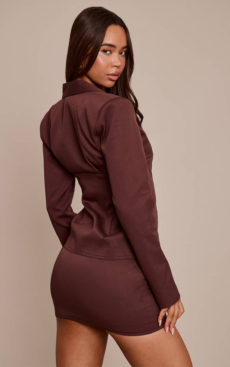 Chocolat Blazer Corset En Denim Ajusté À Lacets PLT Label