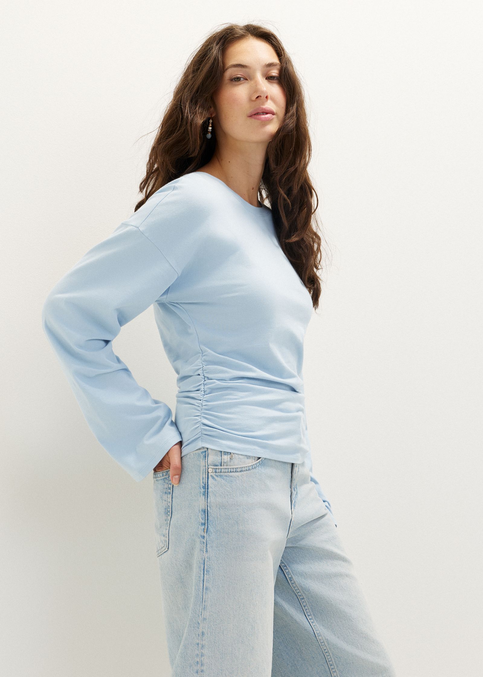 Longsleeve met zijplooi