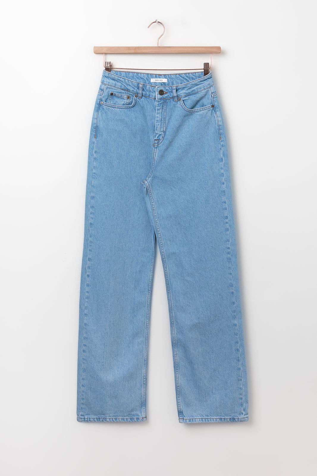 Belize blauwe high waist wide leg jeans