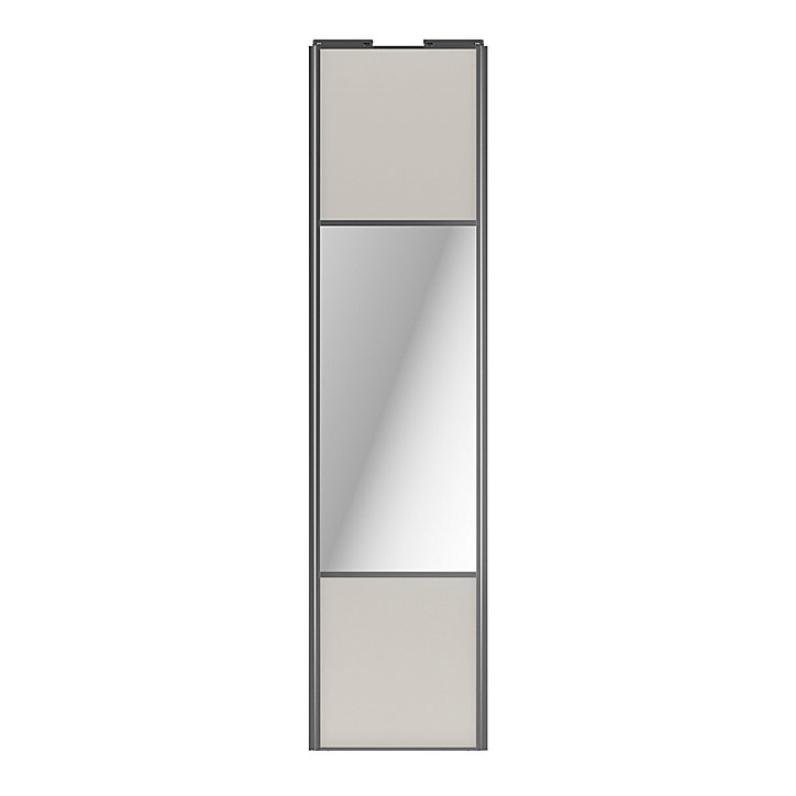 Porte de placard coulissante avec miroir gris clair mat profil gris GoodHome Arius H. 248,5 x L. 62.2 cm + amortisseurs