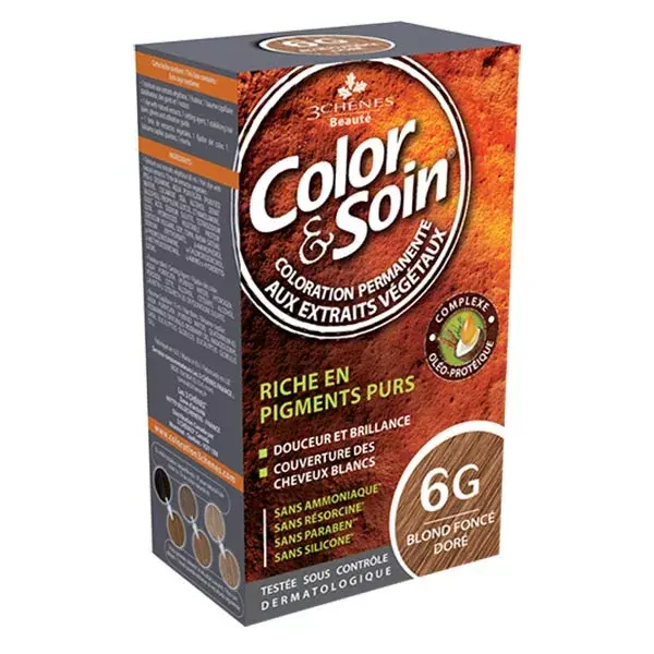 Les 3 Chênes Color & Soin Coloração Permanente para Cabelo nº 6G Louro Dourado Escuro