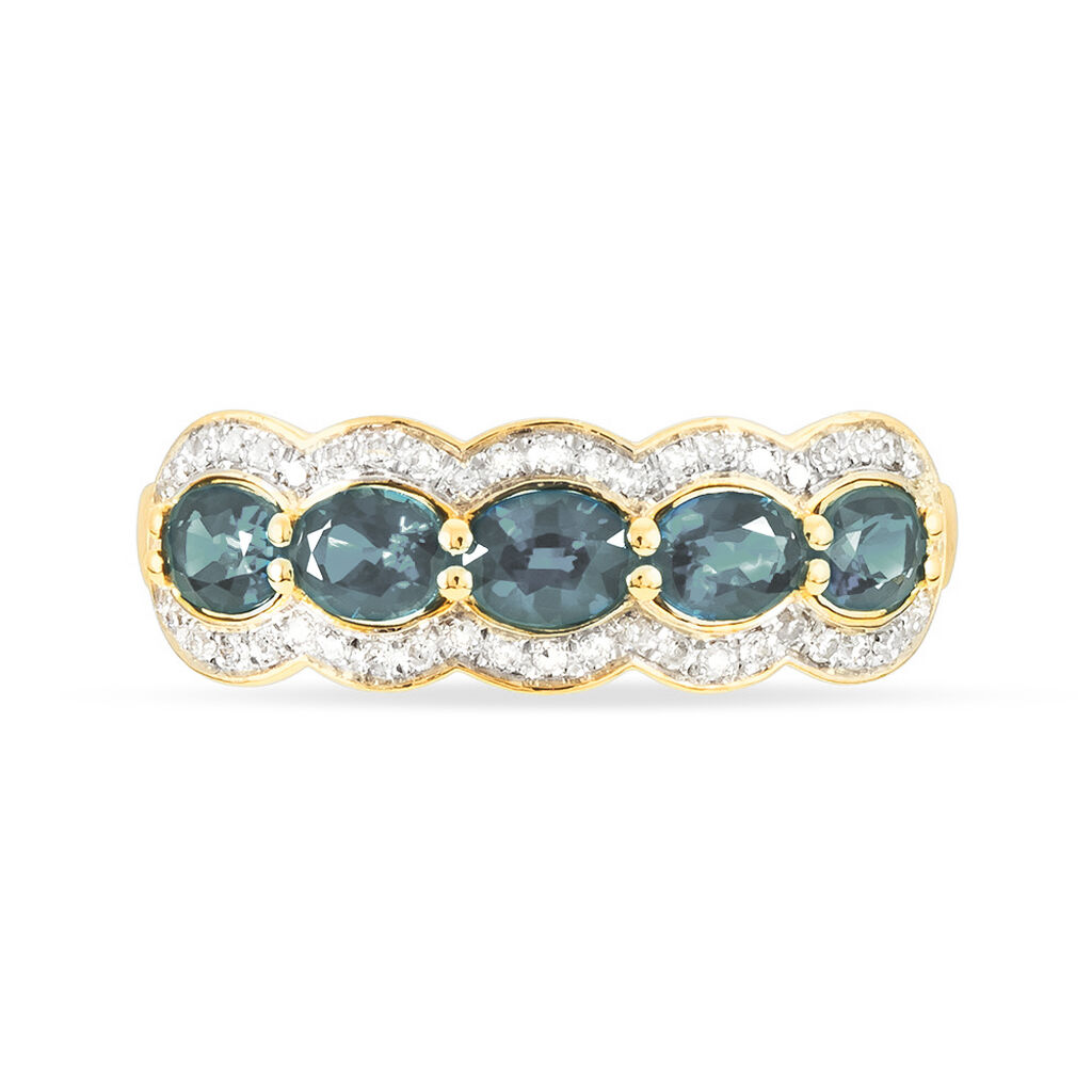 Bague Margaux Or Jaune Aigue Marine Et Diamant