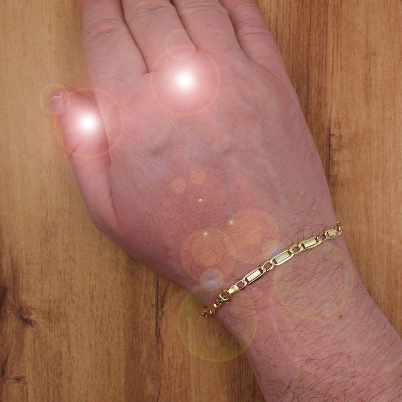 Bracelet Or Jaune Maille Alternée 1+1 - Homme