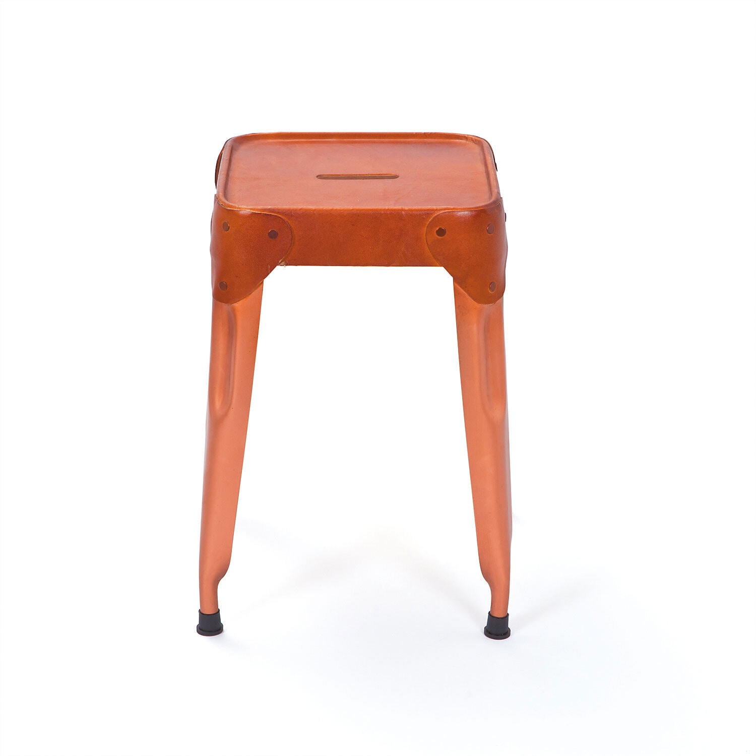 Hocker NICO 35 x 45 cm Ledersitz / kupferfarbig