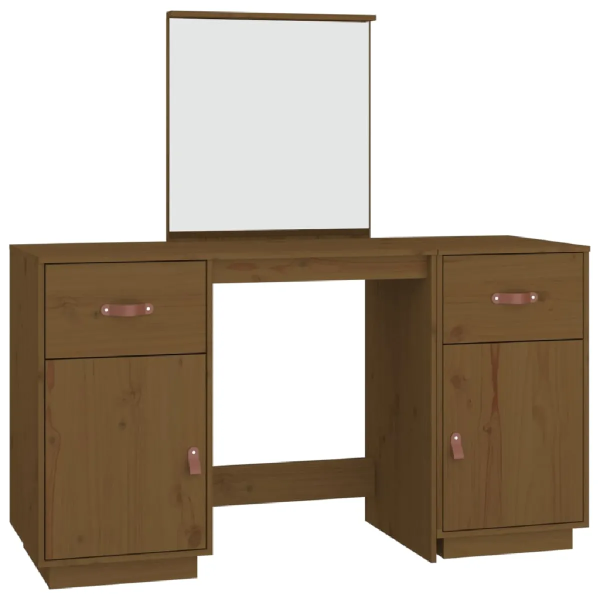 vidaXL Coiffeuse avec Miroir - Marron Miel