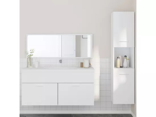 Ensemble de meubles salle de bain 3 pcs blanc bois d'ingénierie