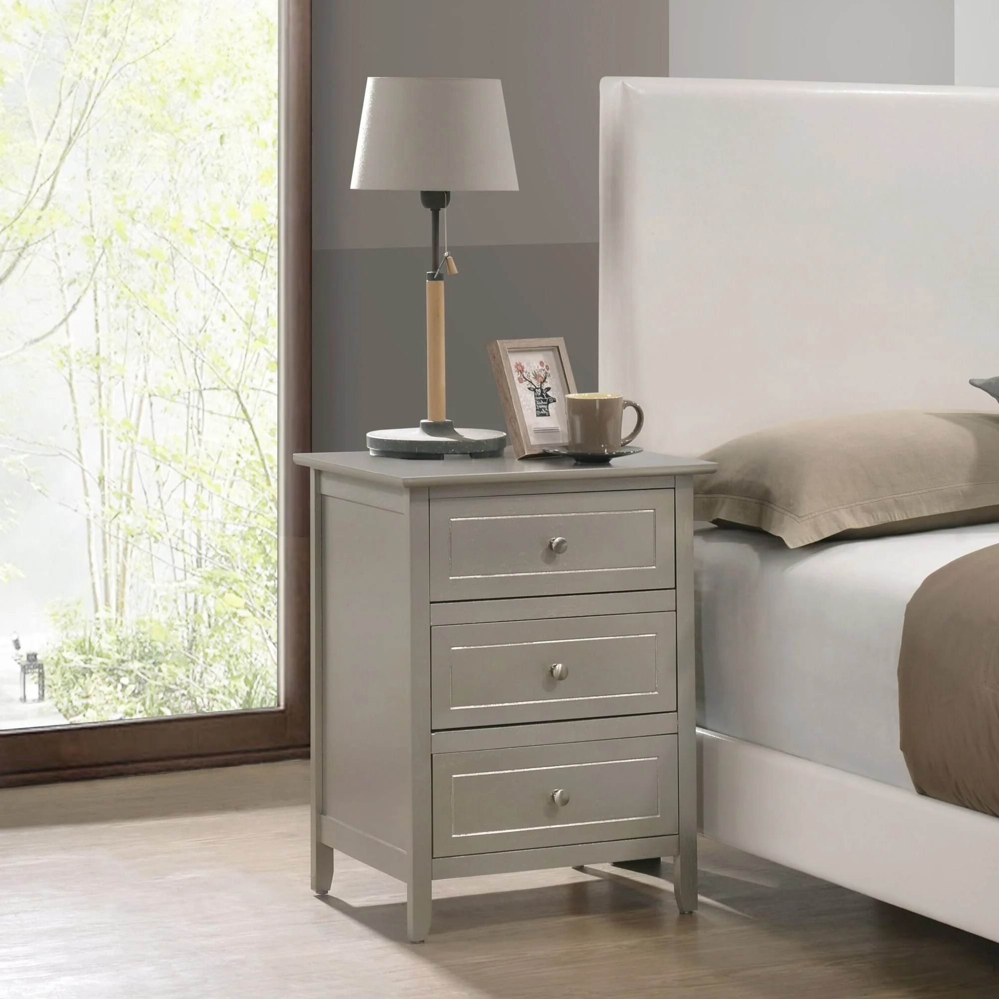 Daniel 3-drawer Transitional Wooden Nightstand