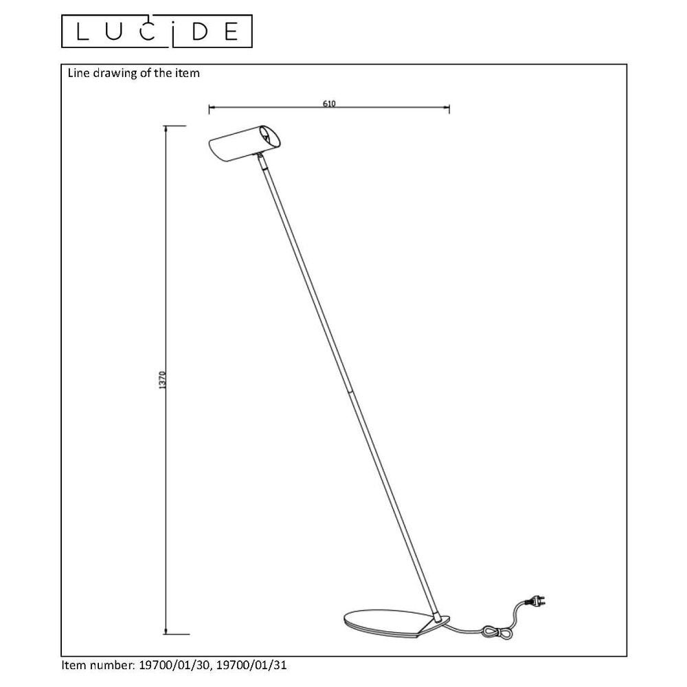Hester vloerlamp, GU10, hoogte 1370mm, wit