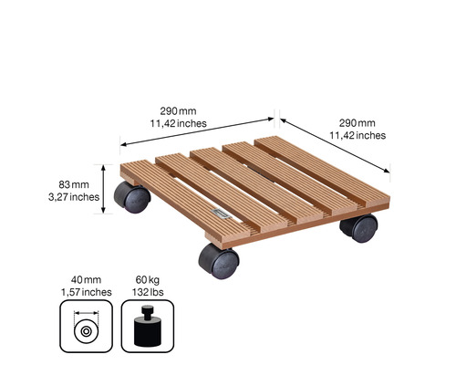 Plantenkar WPC 29x29 cm TK 60 kg