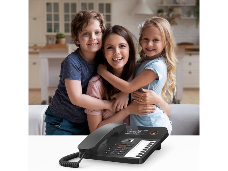 Gigaset Tischtelefon DESK 800A Schwarz Das Wand- und Tischtelefon für komfortable Telefonie mit Anrufbeantworter