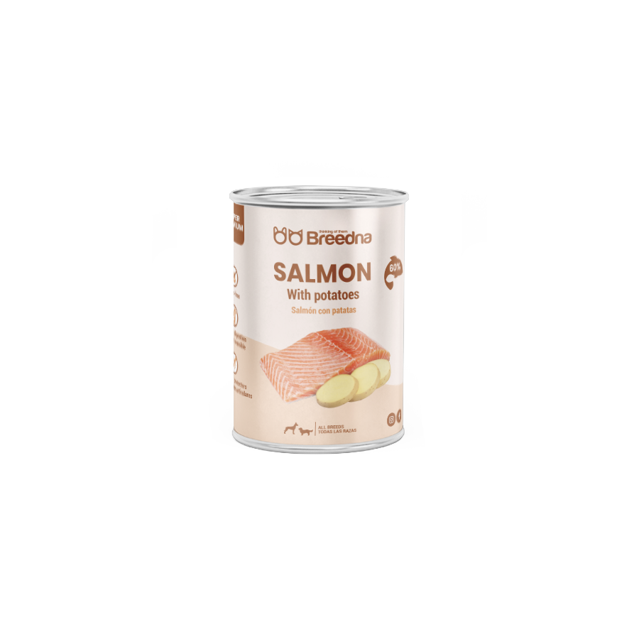 Ração úmida para salmão Breedna (pacote com 12 latas)