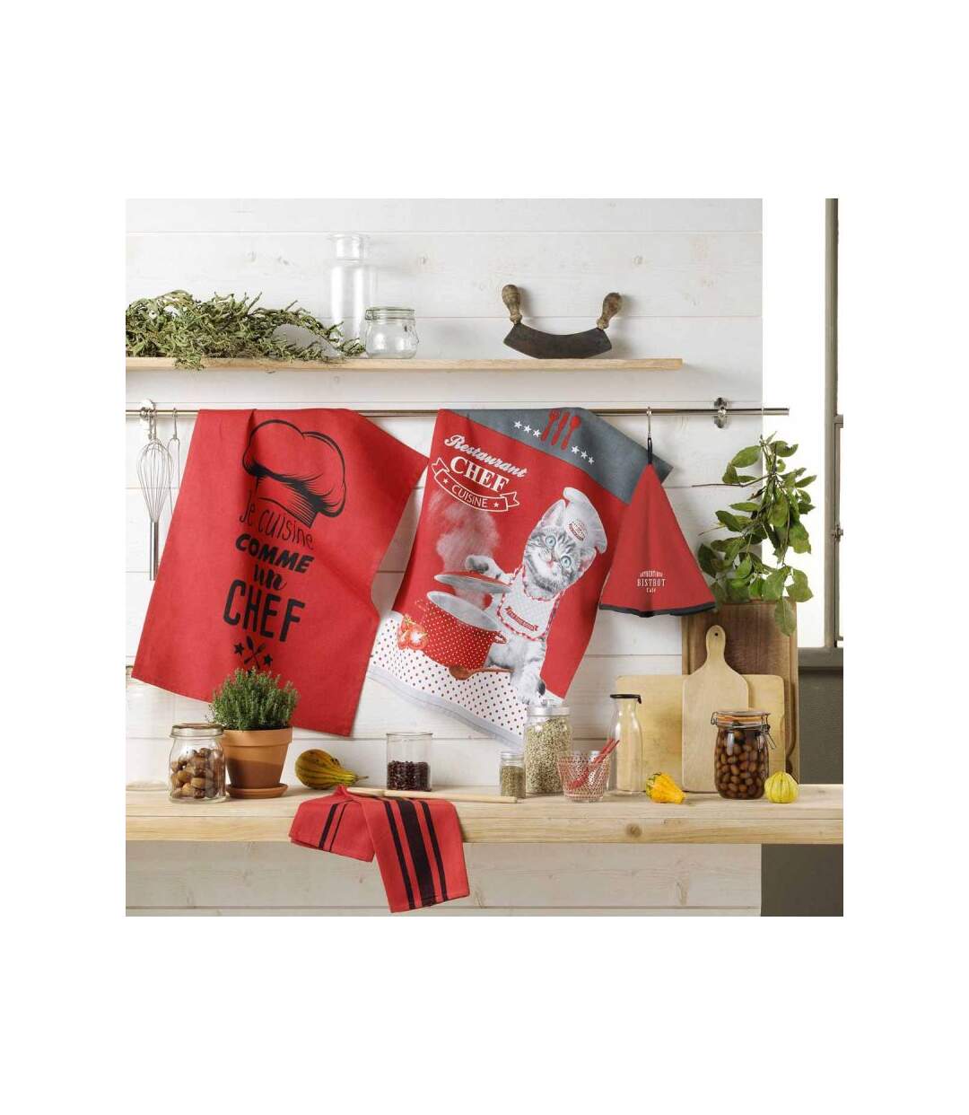 Torchon de Cuisine Comme un Chef 50x70cm Rouge