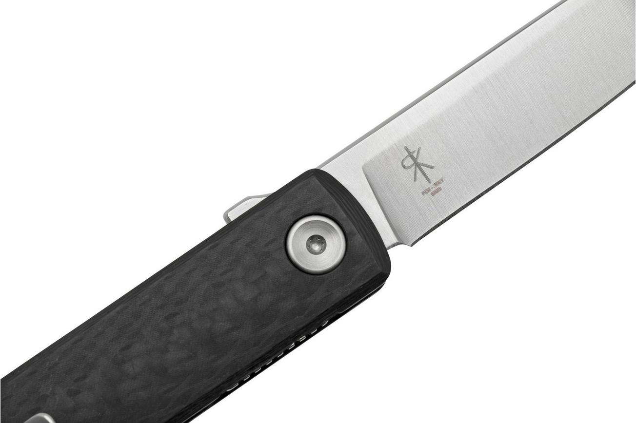 Fox Knives Chnops, FX-543 CFO, Carbonfiber, Orange Hardware, Black M390 zakmes, Riccardo Gobbato design