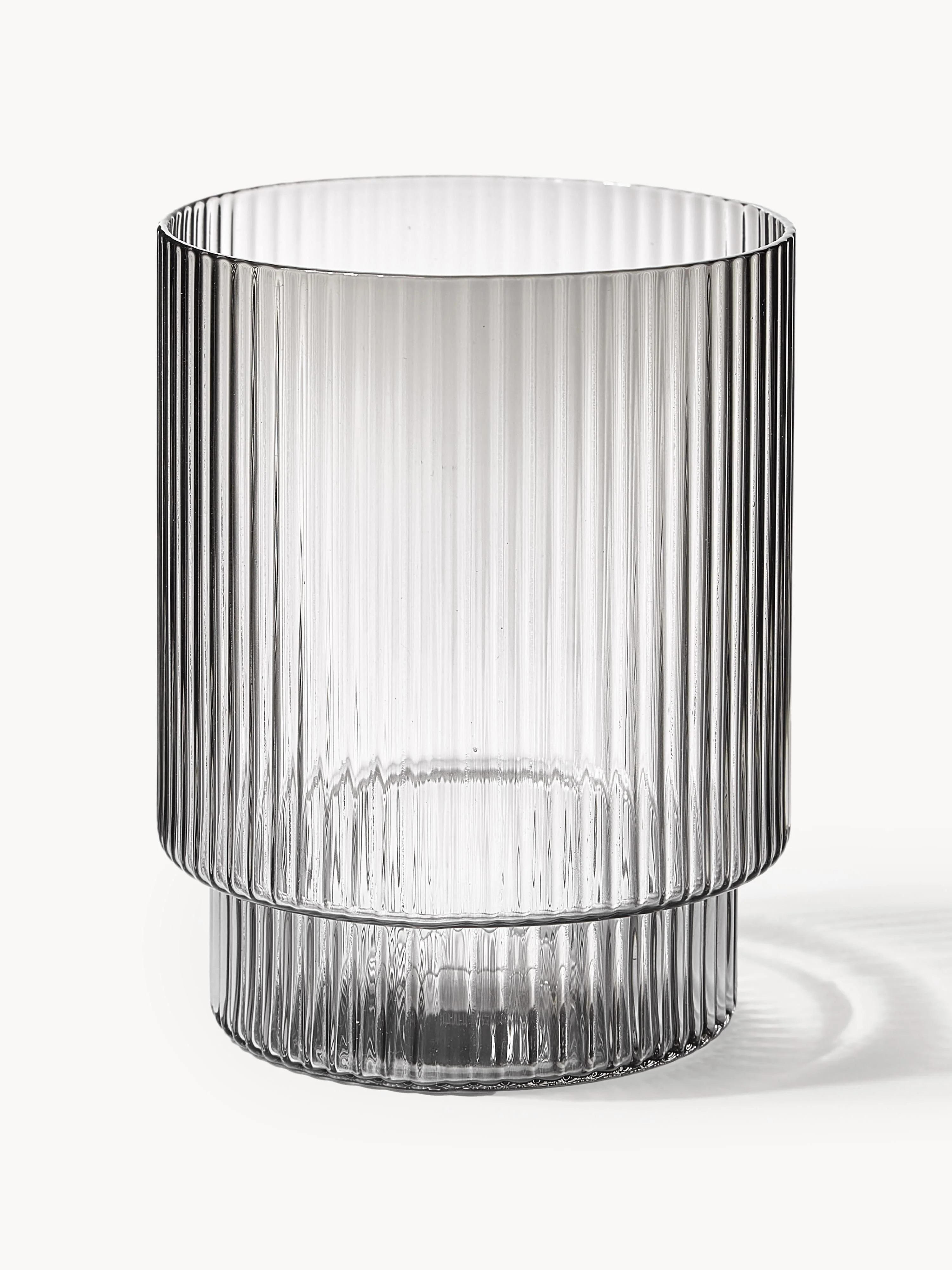 Mondgeblazen tumblers Ripple met groefreliëf, 4-delig