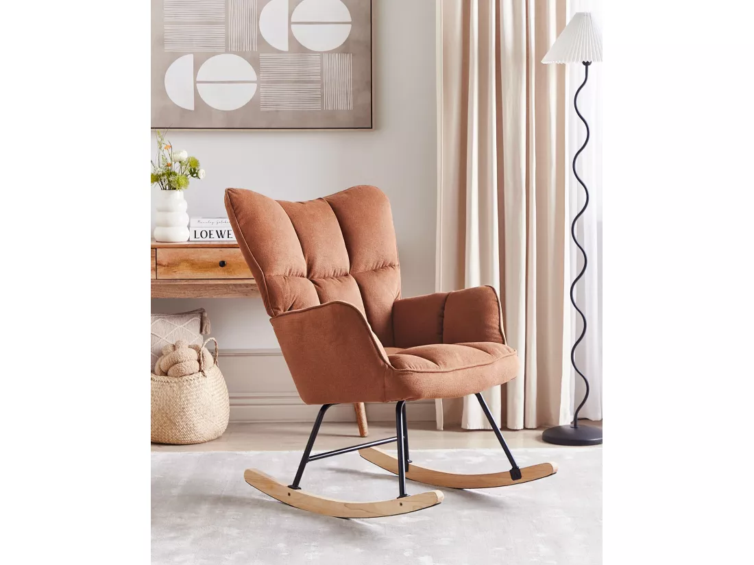 Fauteuil à bascule OULU Tissu Marron