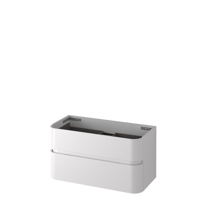Meuble sous vasque à suspendre Cooke & Lewis Voluto blanc version droite 105 cm