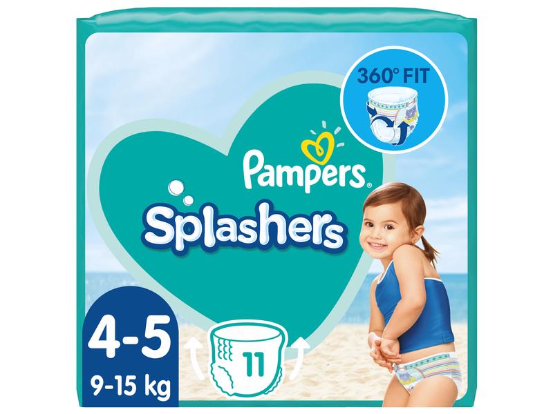 Pampers Windeln Splashers Tragepack Grösse 4-5, 11 Stück Bequeme Badewindeln für Kinder von 9-15 kg, 11 Stück