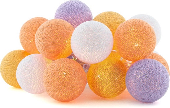 Cotton Ball Lights lichtsnoer Tropic starter kit paars/oranje 7,4 m met 20 lampen