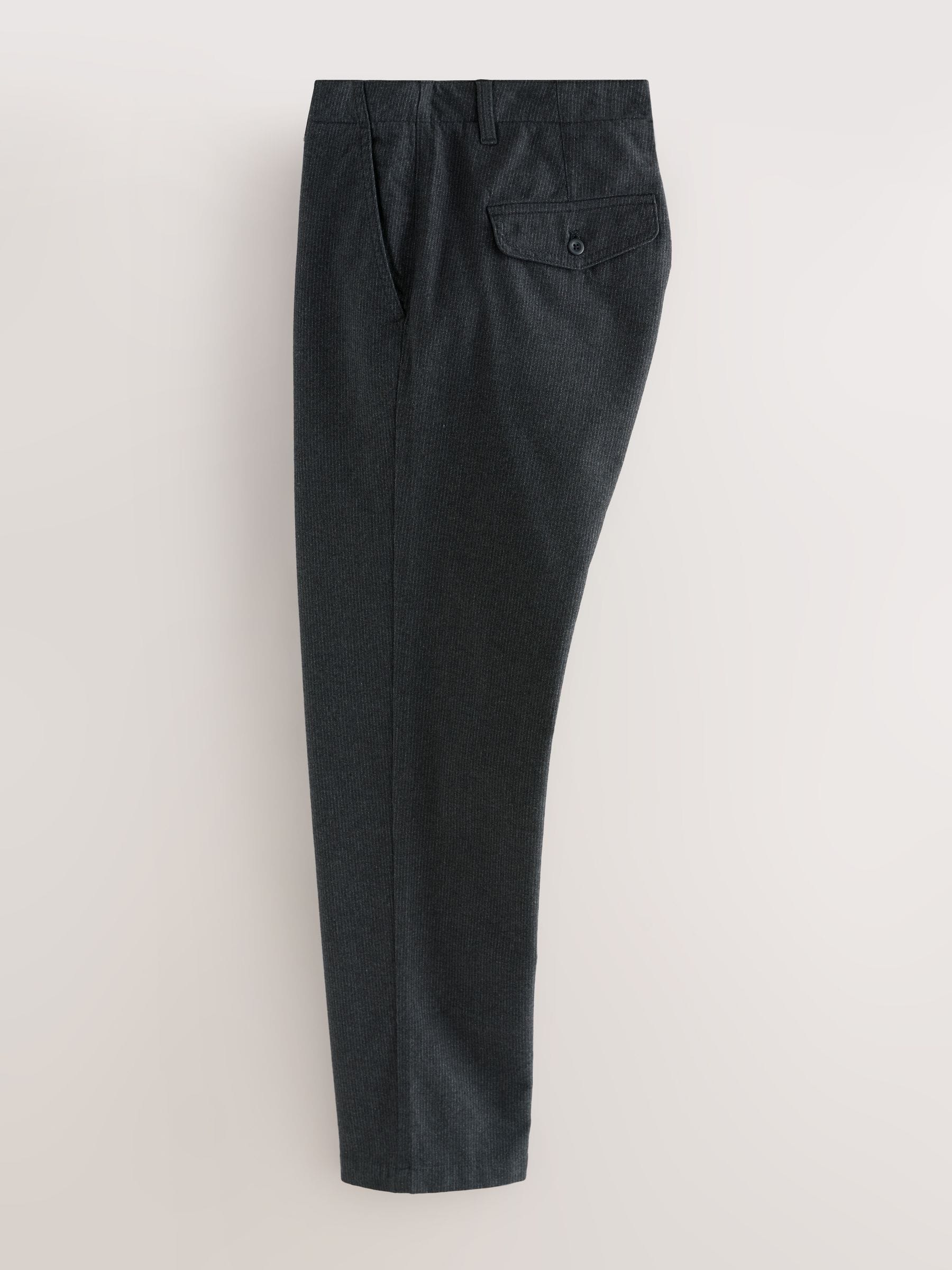 Antraciet - Cotton Rich Striped Trousers